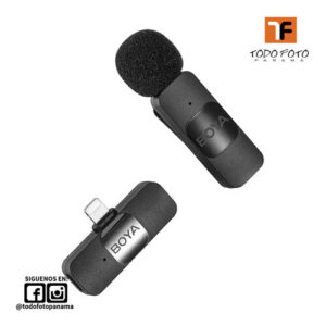 BOYA BY-V1 Sistema de micrófono inalámbrico Ultra compacto con conector Lightning para dispositivos iOS (2,4 GHz)
