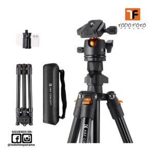 KF09.101V1 Trípode profesional K&F Concept con rótula y soporte para celular