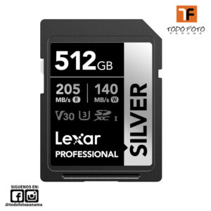 Tarjeta de memoria SD Lexar 512GB Professional SILVER PLUS