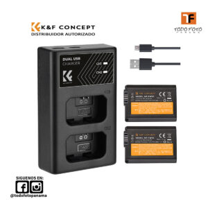 Kit de cargador + 2 baterias sony np-fw50 k&f concept