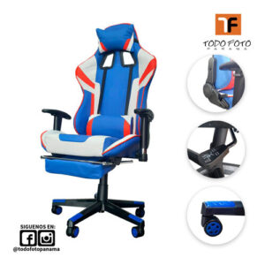 Silla para juegos estilo carrera, silla ergonómica reclinable de cuero genuino con reposapiés tf-bui005