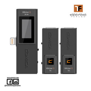 Comica audio vdlive10 mi sistema de micrófono inalámbrico digital ultracompacto para 2 personas dispositivos lightning ios (negro, 2,4 ghz) vdlive10-mi