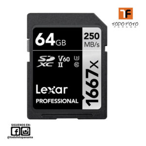 Tarjeta de memoria SD Lexar 64GB Professional 1667x