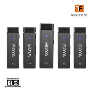 BOYA BY-W4 Sistema de micrófono inalámbrico ultracompacto para 4 personas para cámaras y teléfonos inteligentes