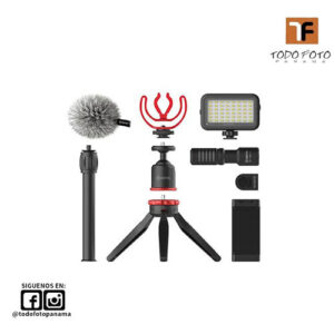 Boya by-vg350 vlogger kit plus con by-mm1+ micrófono de cañón, luz led