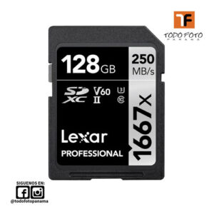 Tarjeta de memoria SD Lexar 128GB Professional 1667x